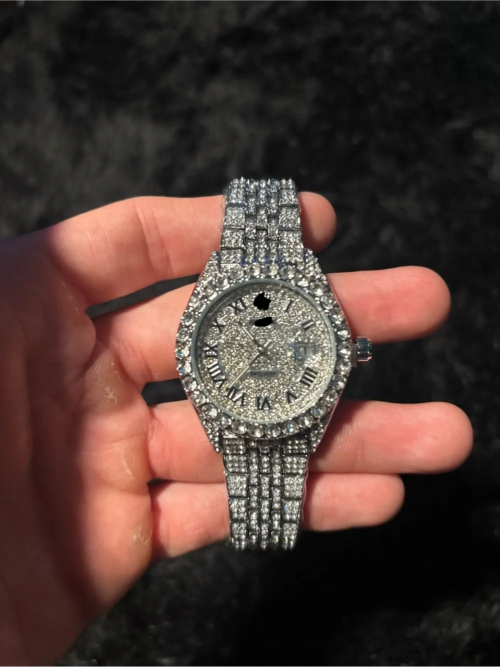 Silver and Black Roman Bussdown Watch